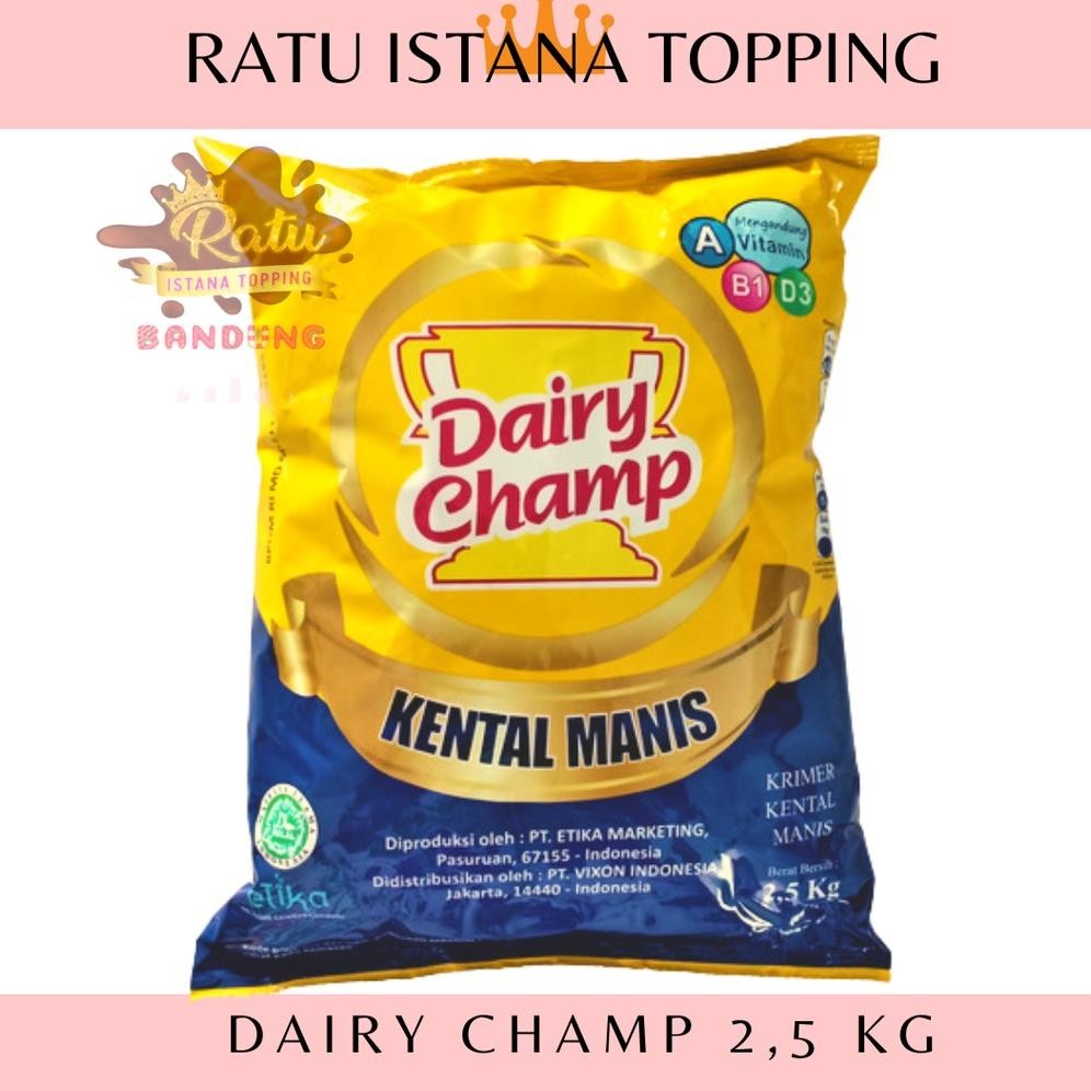 

DAIRY CHAMP 2,5 KG SUSU KENTAL MANIS SKM POUCH KEMASAN BANTAL ROTI BAKAR MARTABAK DIARY CHAMPS Nugi