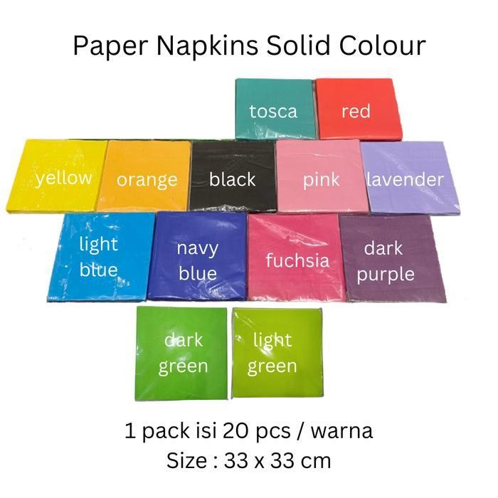 

Lpm Napkins Polos / Paper Tissue Kertas Pastel Perlengkapan Pesta Ultah