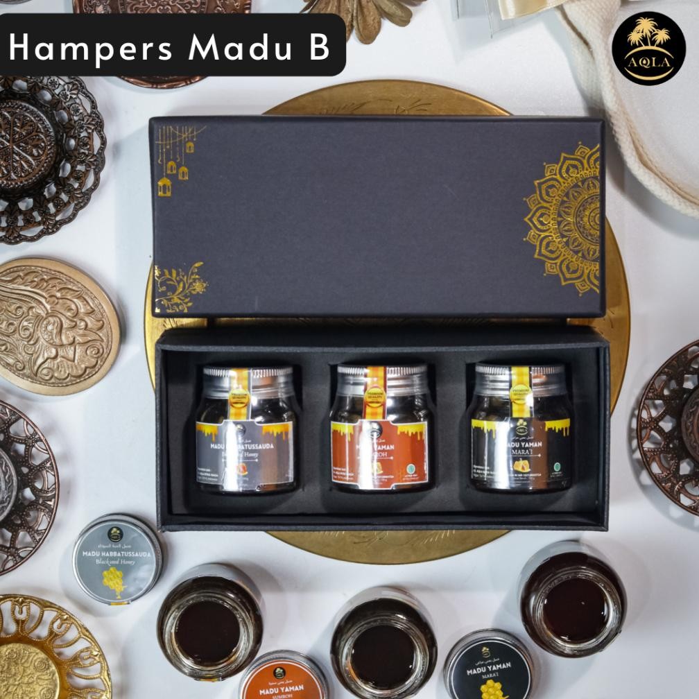 

Hampers Lebaran Madu Yaman dan Madu Mesir Parcel Madu Premium best Quality / Parcel Lebaran dan Idul Adha / Kado pernikahan / kado premium Nugi