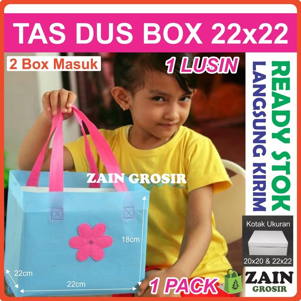

1lusin (isi 12pcs) Tas box 22x22 kotak nasi kantong souvenir spunbond press hajat pengajian murah hampers syukuran sunatan khitanan pernikahan acara lahiran tahlil tahlilan mengenang doa event Nugi