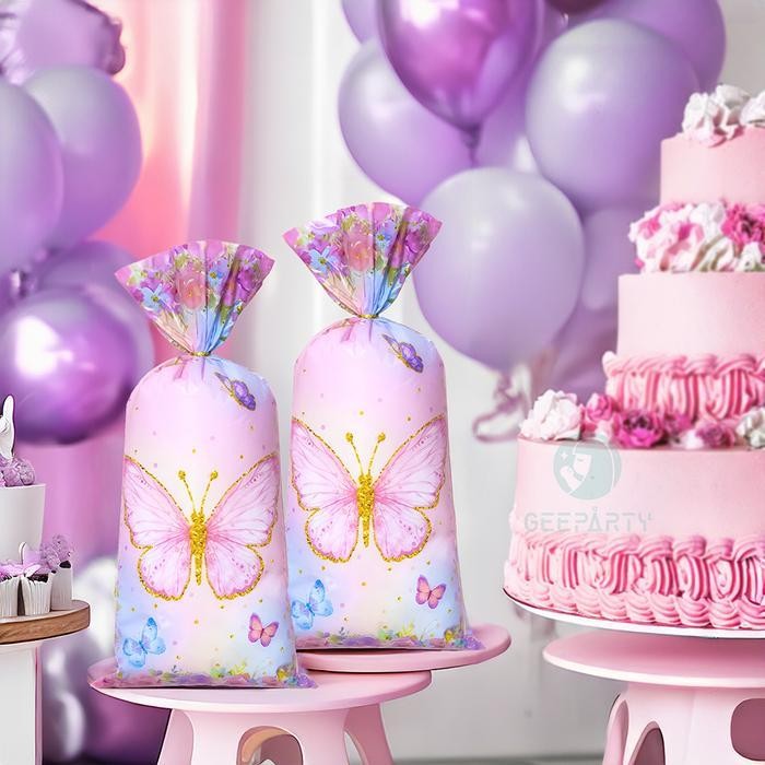 

20 Pcs Baru Tas Permen Kupu-Kupu Merah Muda Untuk Tas Hadiah Dekorasi Pesta Ulang Tahun Anak