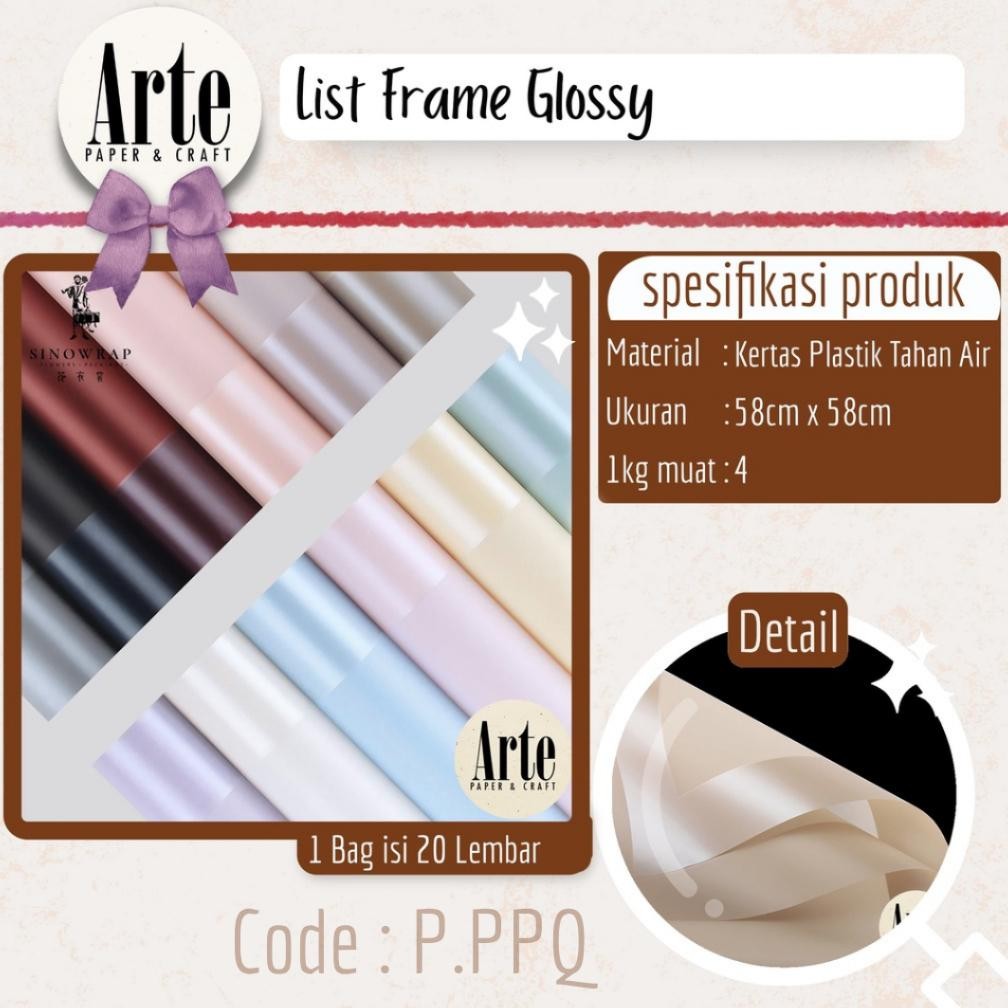 

20 Lembar List Frame Bingkai Glossy Kertas Buket Korea Bunga Flower Wrapping Paper Kado Arte Grosir Jakarta P.PPQ Nugi