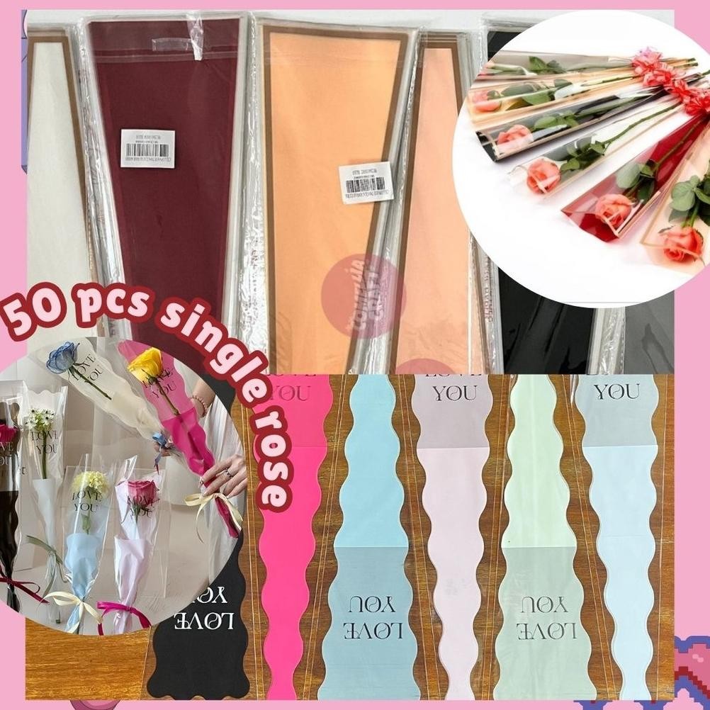

50pcs Single Mermaid rose box /plastik bungkus bunga / Kertas Pembungkus Buket Satu Bunga Mawar / Cellophane | Comelliacraft Nugi