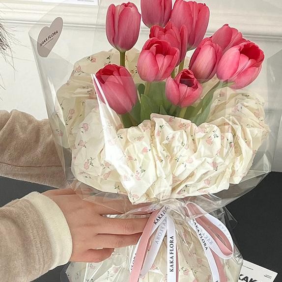 

1Pak Kertas Buket Motif Bunga Flower Wrapping Paper Cellophane Pembungkus Nugi