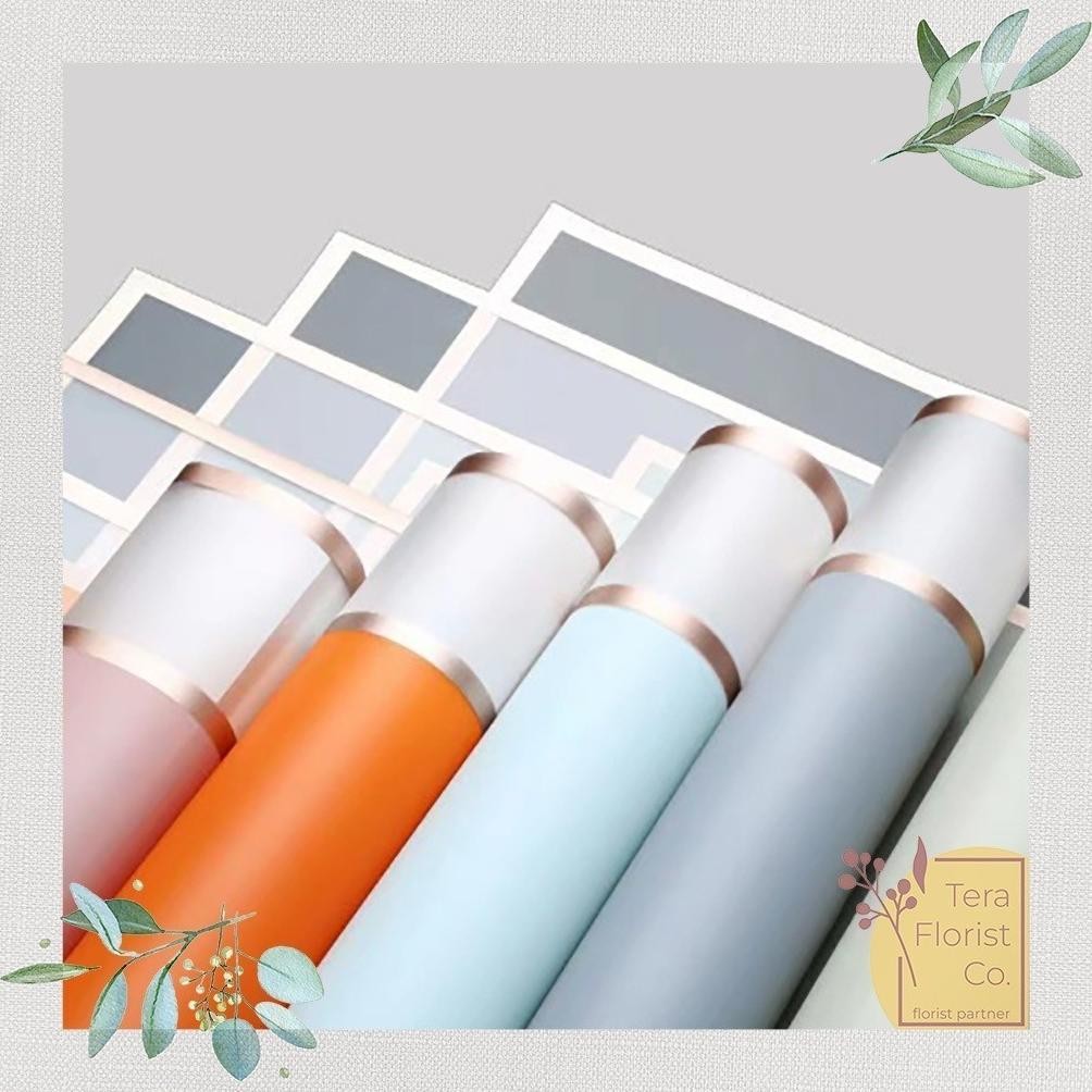 

20 Lembar Cellophane Double Gold Frame Buket Bunga Korean Kertas Waterproof Ori Sinowrap Flower Wrapping Paper Calor Kado Tera Florist Nugi