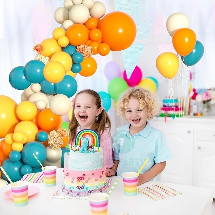 125 Pcs Lemon Kuning Merak Biru Balon Balon Lengkungan Retro Lengkungan Untuk Dekorasi Pesta Ulang T