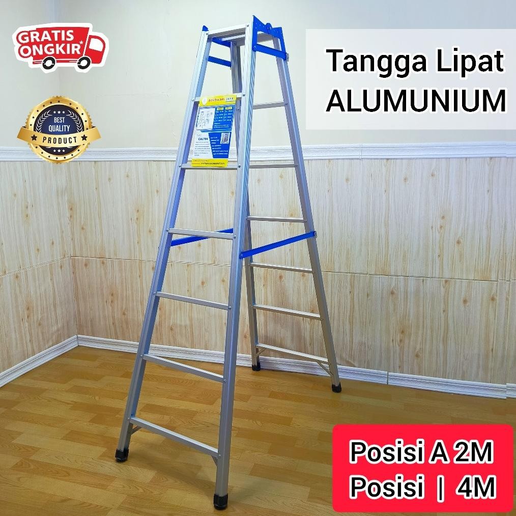 Terlaris Tangga Lipat 2 Meter Alumunium / Tangga 2 Fungsi Kuat Kokoh