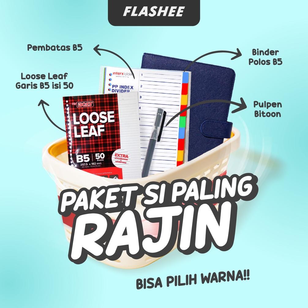 

Miliki Flashee Paket Binder B5 Ring 26 Set 4in1 Sudah Termasuk Kertas Untuk Sekolah Dan Kuliah !