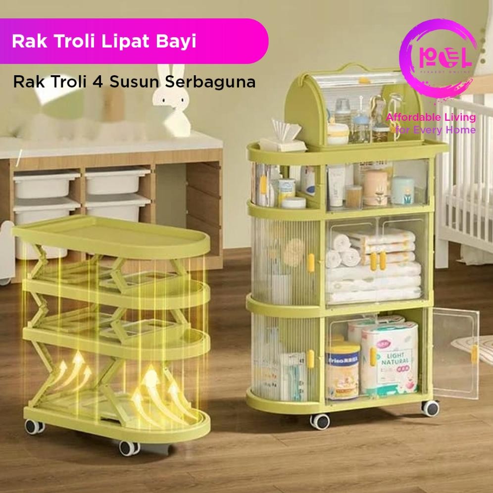 Terlaris Pol - Rak Troli Lipat Bayi Roda 4 Susun