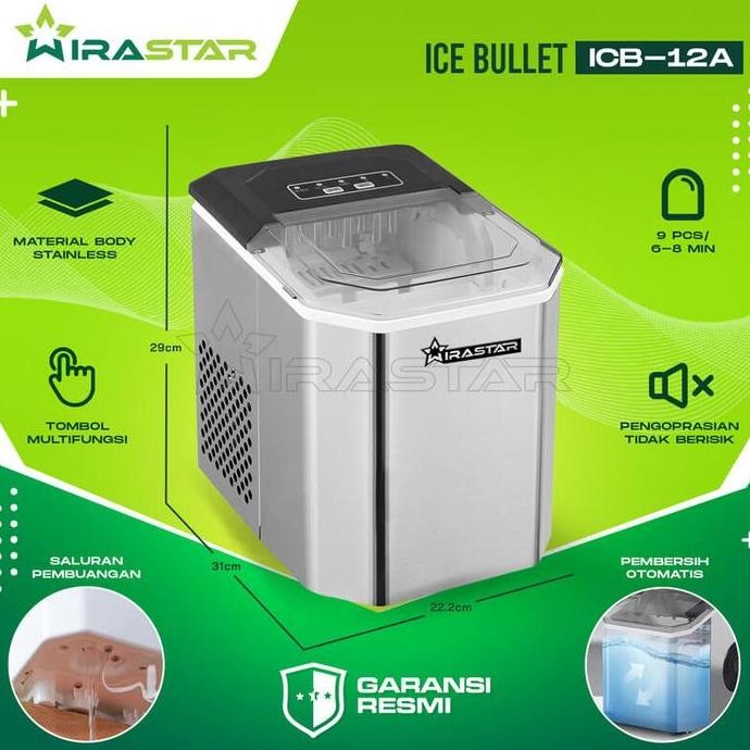 TERMURAH - WIRASTAR Mesin Ice Cube ICB-12A - Mesin Es Batu Kristal Tube