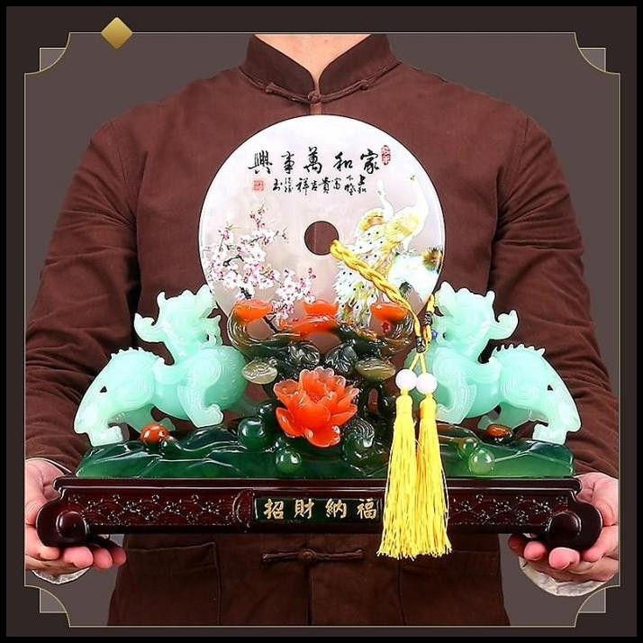 Pajangan GIOK Naga Batu Giok Premium Kado Imlek Patung Hoki Fengshui