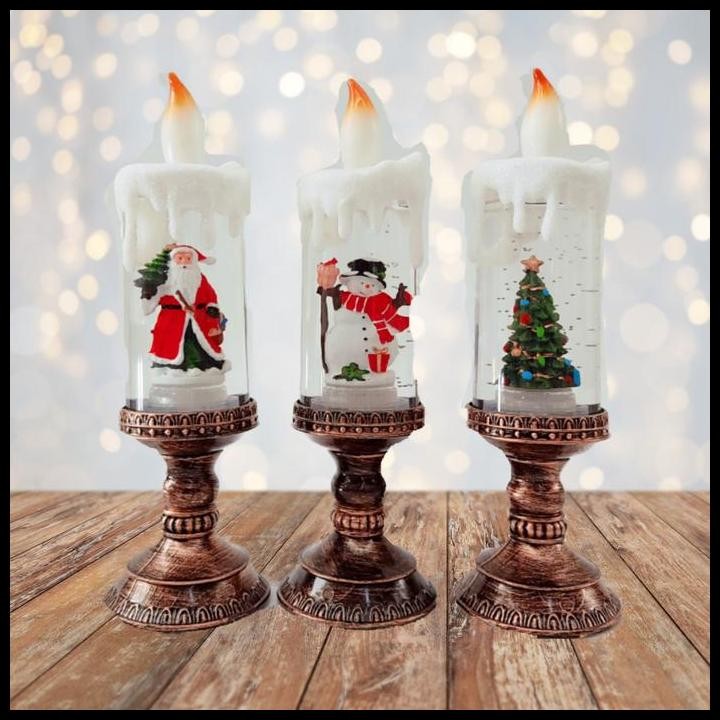 Snow Globe Kotak Musik Lilin Natal Dekorasi Christmas Candle Music Box