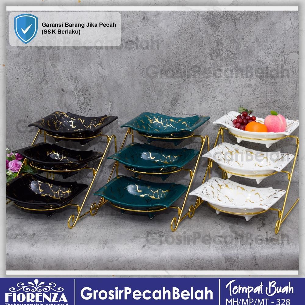 Terlaris Tempat Buah Keramik Rak Susun Tingkat 3 Motif Marble Fiorenza 328