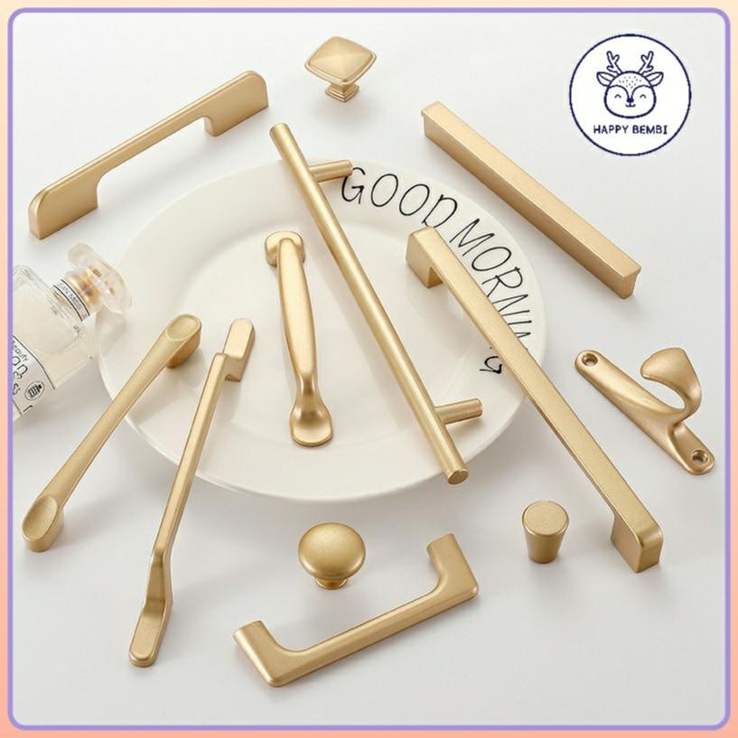 Kekinian - Handle lemari Gold Knob Gagang Emas Hitam Gold Tarikan Laci Minimalis Modern Bulat Gagang