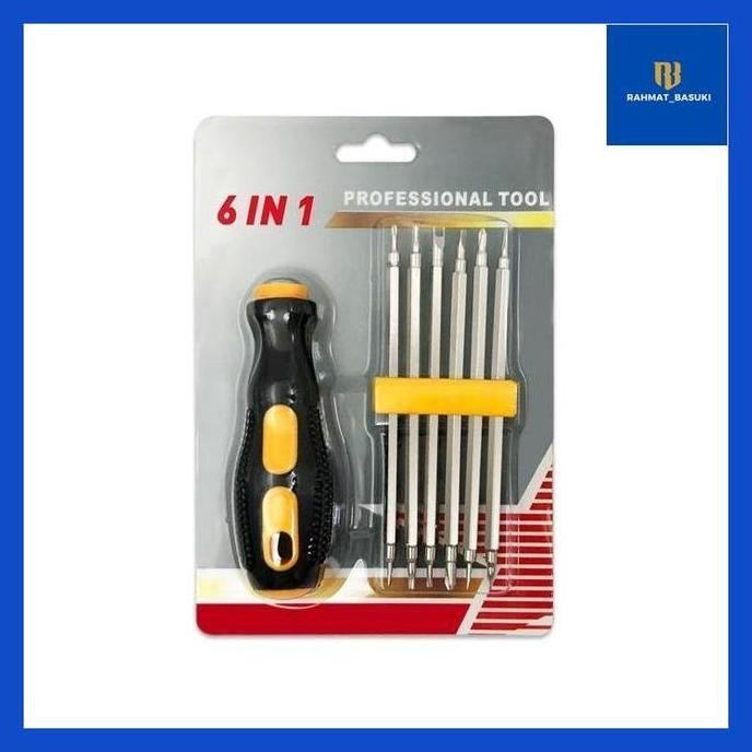 Basu|| Uneedtools Obeng Set 7 Pcs Bolak Balik - 12 Mata Obeng Y/U Plum Blossom Segitiga Obeng Multif