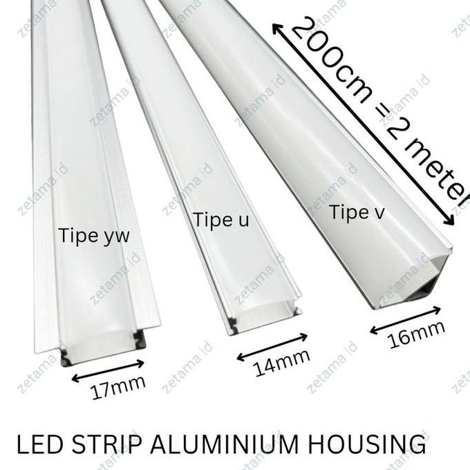 Cover LED Aluminium Holder Led Profile LED Strip Panjang 2 Meter
