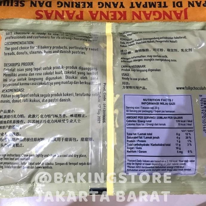 

Sale! Tulip Chocolate Pasta Filling Coklat 1Kg Isi Roti Kue Topping Cokelat Serbaguna