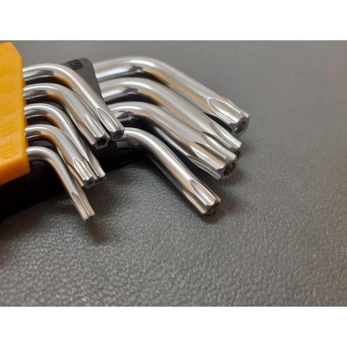 Kunci L Set Bintang 9 Pcs PANJANG & EXTRA PANJANG Kunci L Torx Set CrV 20057 Tolsen