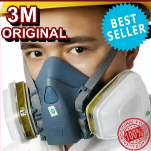Masker 3M Original Masker Cat Masker Anti Debu Bakteri Masker Gas 3M 7502 Respirator + 3M 6006 Cartr