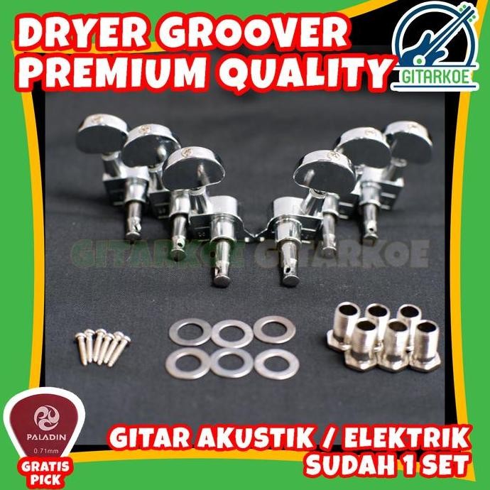 Original Groover Tuner Tuning Peg Gitar Akustik Elektrik Stainless Steel Putaran Presisi