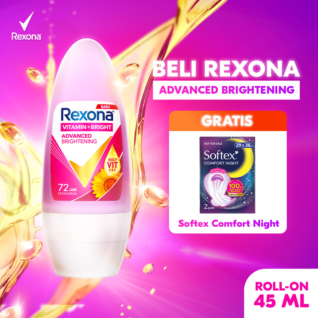 Buy Rexona Women Advanced Brightening 45ml Get Softex Comfort Night