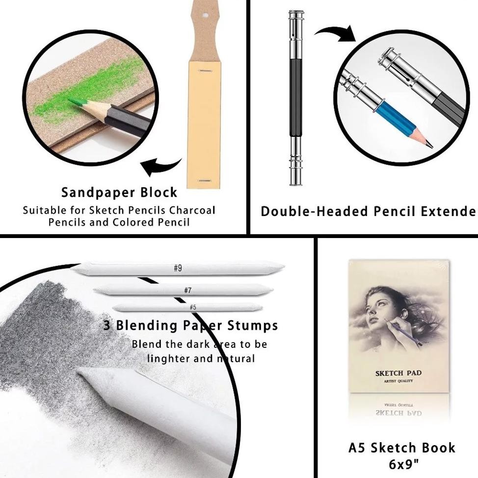 

It34 33Pcs 41Pcs Set Sketch Pensil Pisau Penghapus Dan Pensil Gambar Untuk Keperluan Sekolah Pencil Drawing Set It34