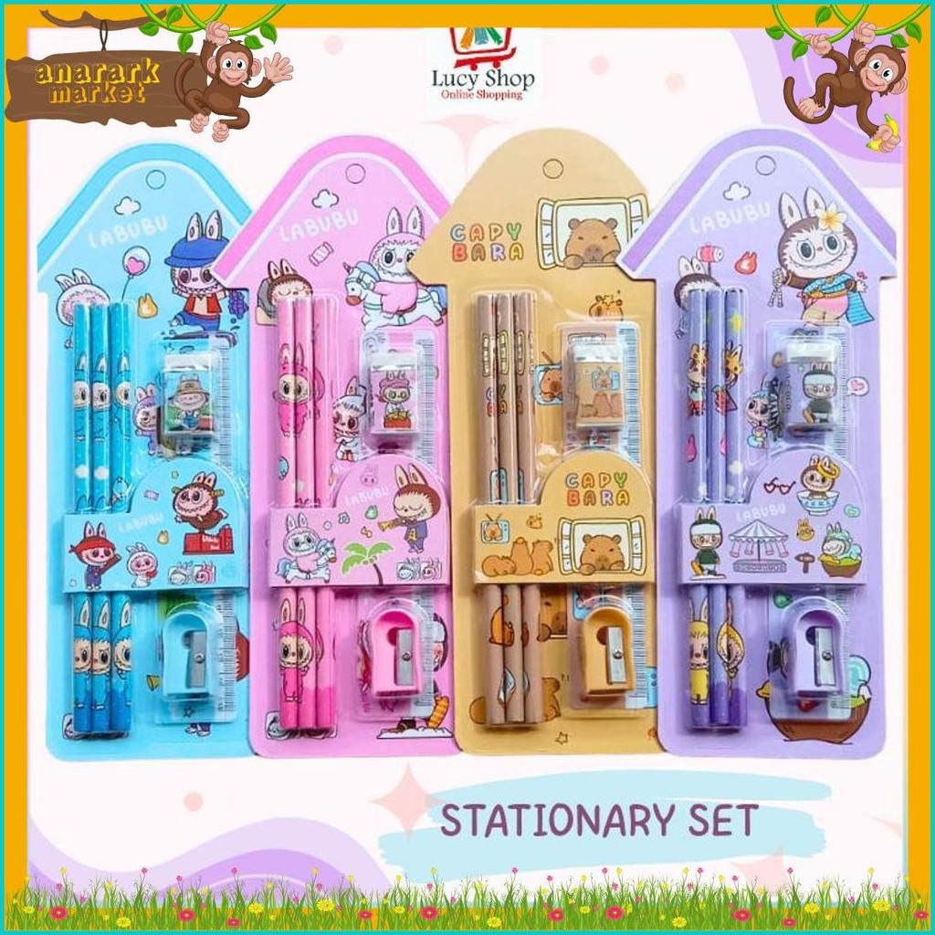 

Set Alat Tulis Anak 6 In 1 Motif Labubu Capybara Stationary Mini Perlengkapan Sekolah Lucu Diskon