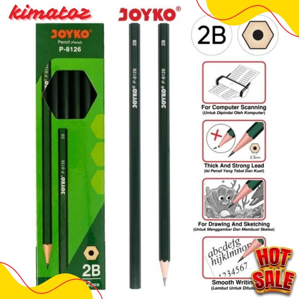 

Pensil Joyko 2B P-8126 Isi Tebal 12 Pcs Diskon