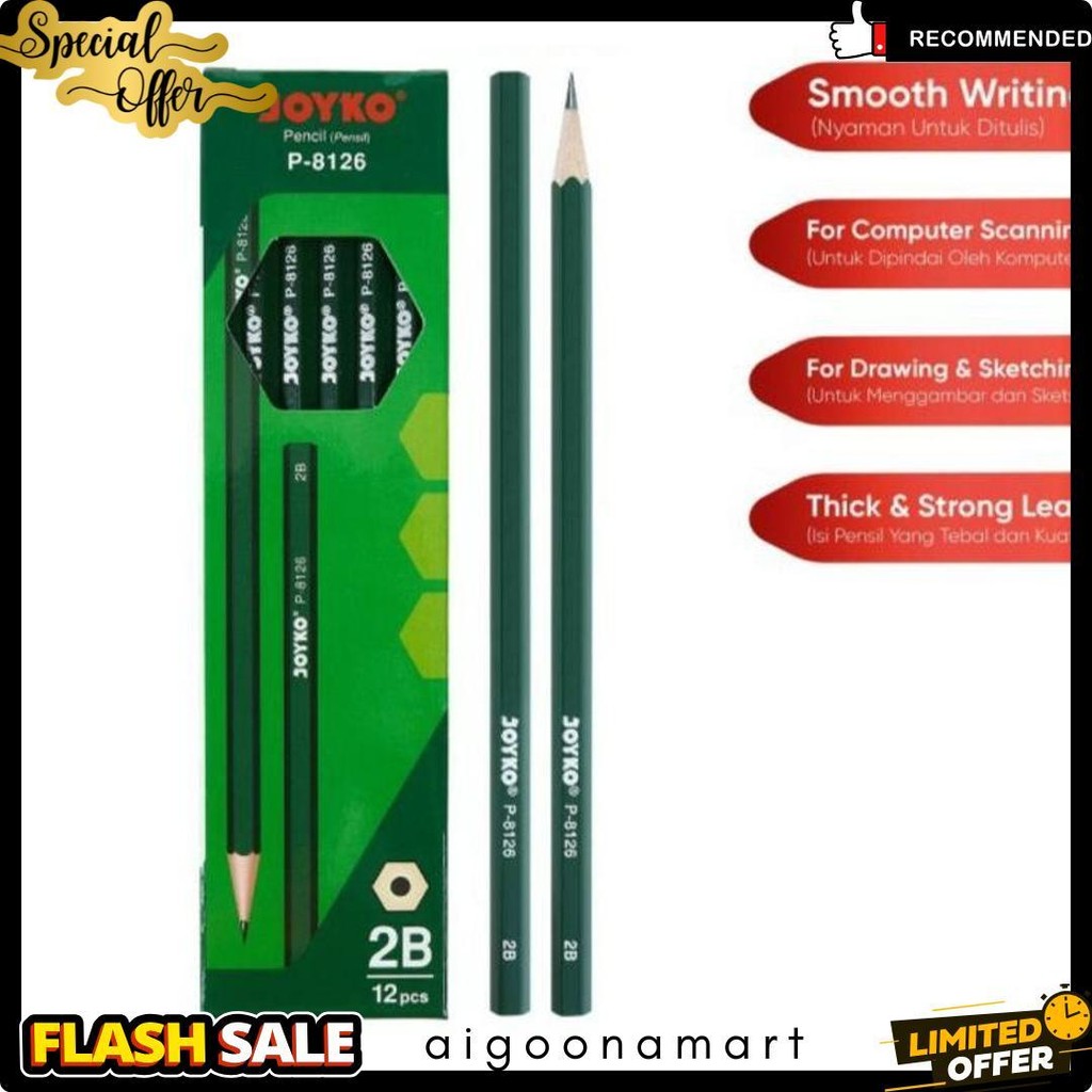 

Pensil Joyko 2B P-8126 Isi Tebal 12 Pcs Diskon Setengah Harga