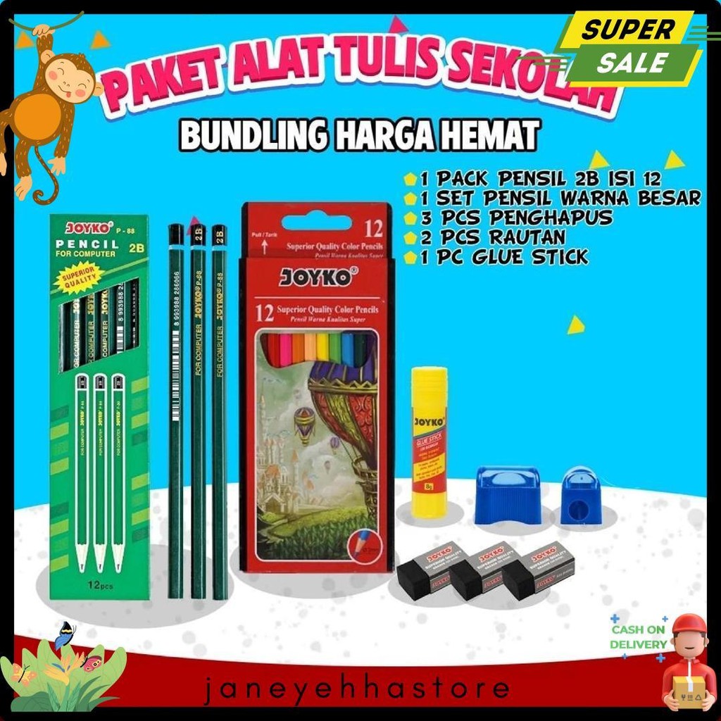 

Paket Alat Tulis Sekolah Pintar /Paket Atk Sekolah Hemat Lengkap Joyko Diskon Setengah Harga