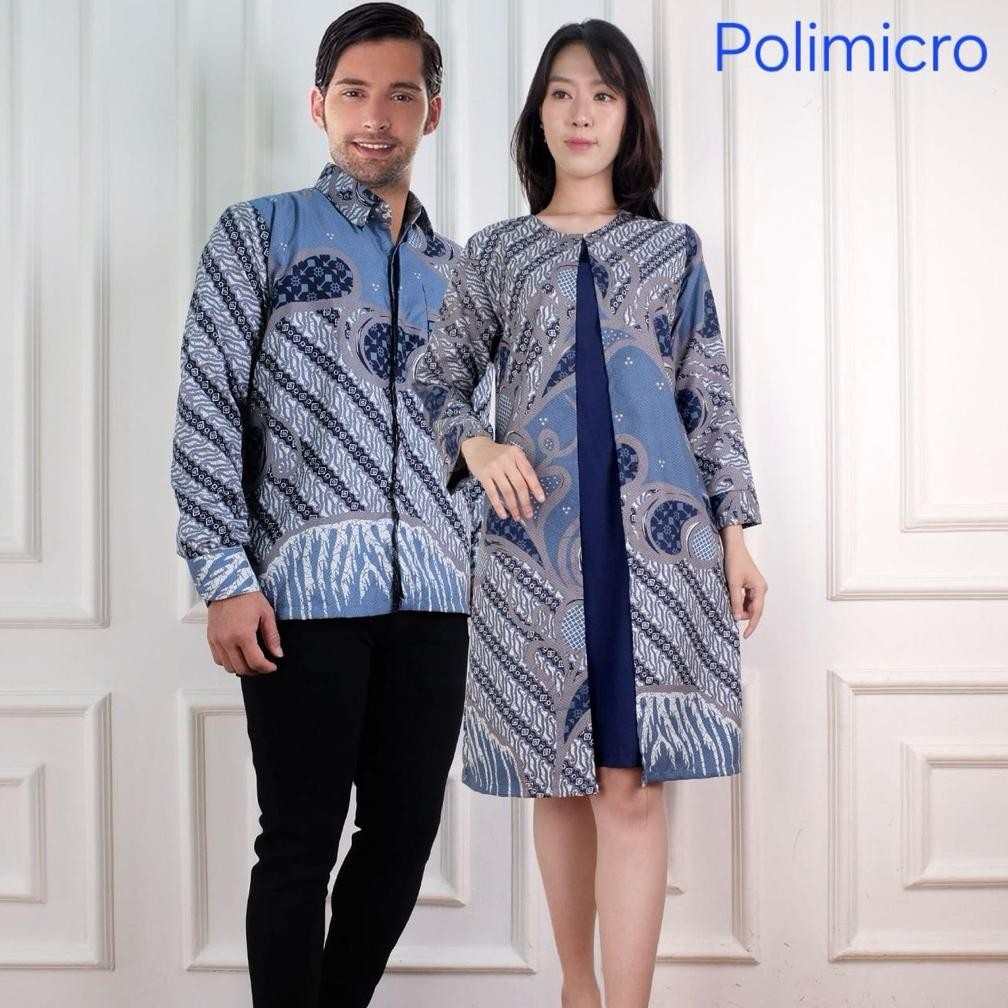 DF332>> BATIK COUPLE PRIA & TUNIK ROMPI WANITA MODERN