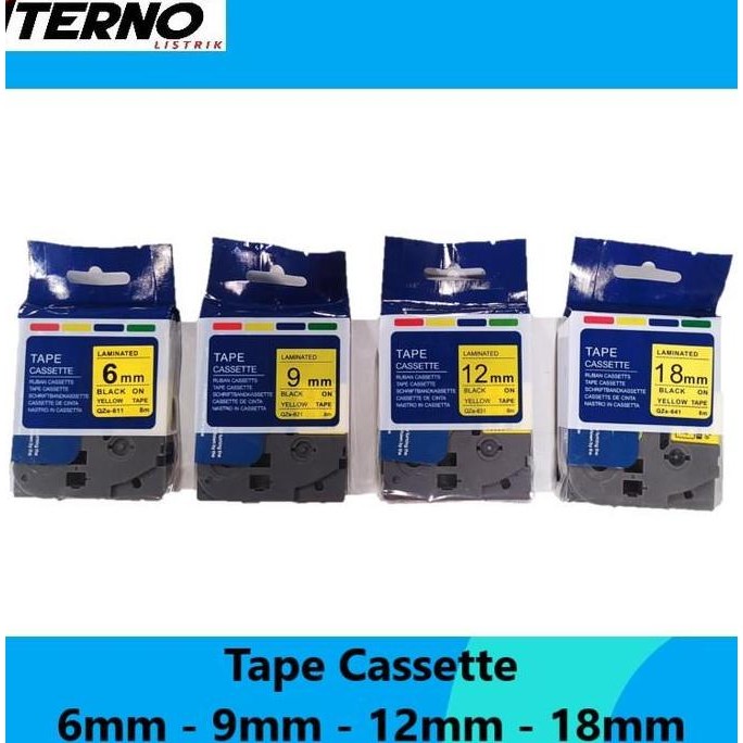 

Label Tape Cassette Compatible TZE-631 Brother 12mm Black On Yellow murah