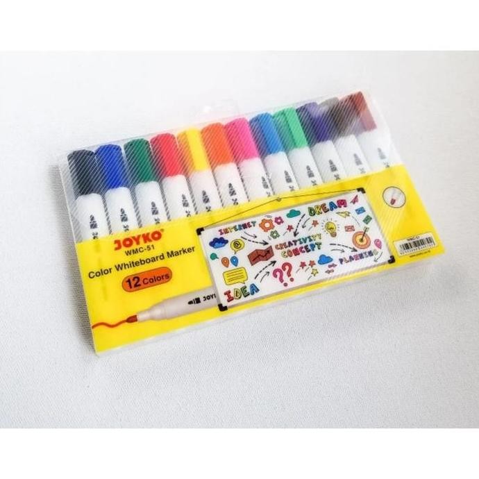 

*$*$*$*$] spidol whiteboard 12 warna joyko wmc 51 spidol papan bisa dihapus