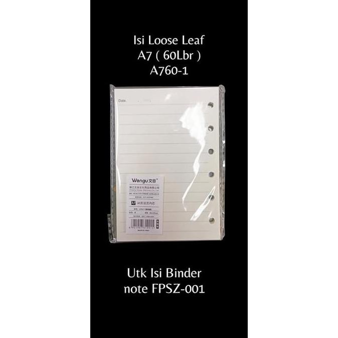 

*#*#*#*#] isi binder looseleaf ukuran A7 wengu 60 lembar ( lubang 6 rempet) warna ivory import china