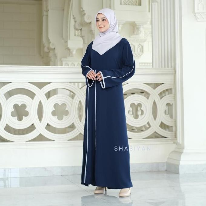 SHABIYAN 586 Dress Gamis Muslim Polos Kombinasi 2 Warna