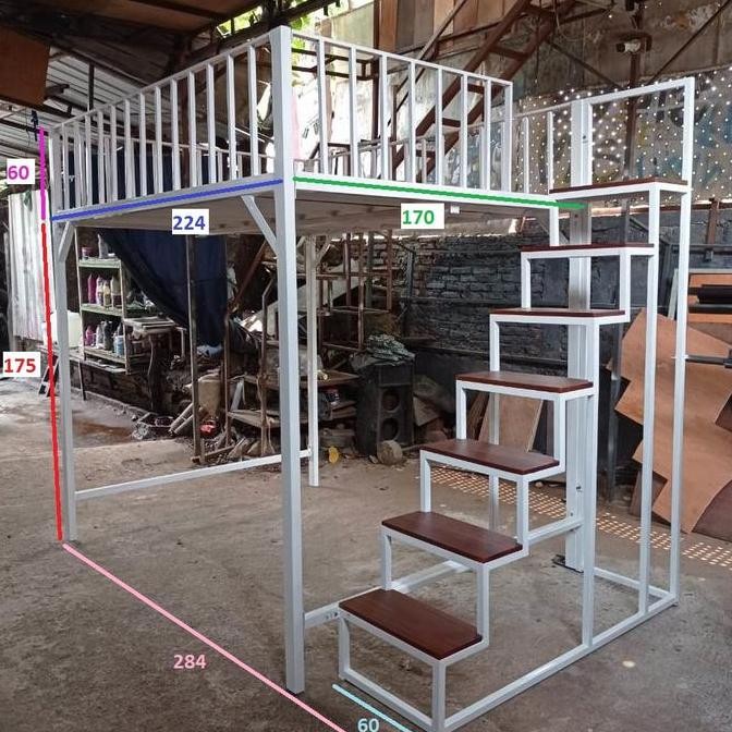 ] Ranjang Tempat Tidur Besi Holo Tingkat Atas Bongkar Pasang Custom