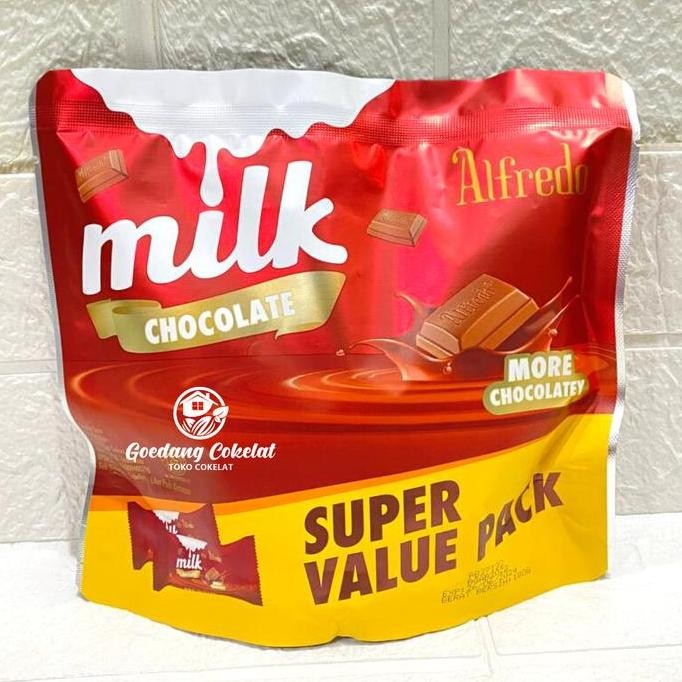 

Alfredo Milk More Chocolate Pack 180g Cokelat Susu Super Value Termurah