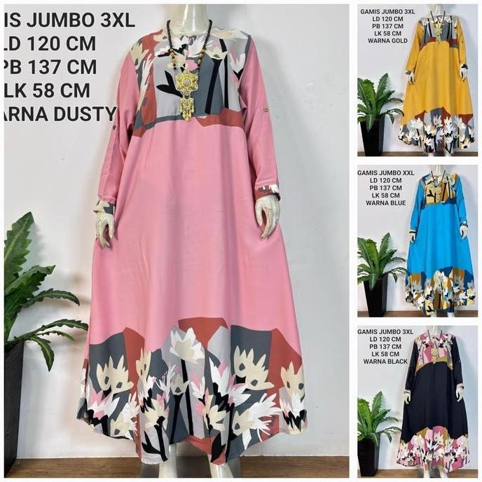 Gamis Jumbo Ld 120 Cm Motif Abstrak Kekinian