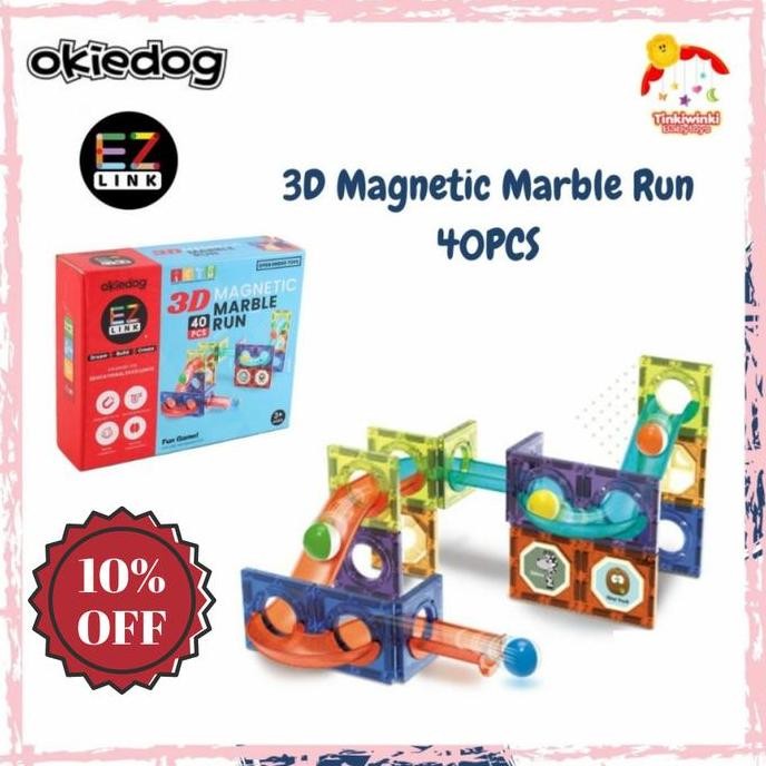 Okiedog EZLink 3D Magnetic Marble Run 40PCS