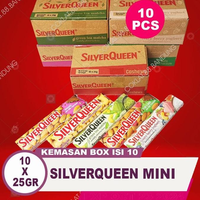 

SilverQueen Box Isi 10 pcs 25gr Cokelat Favorit Silver Queen Termurah