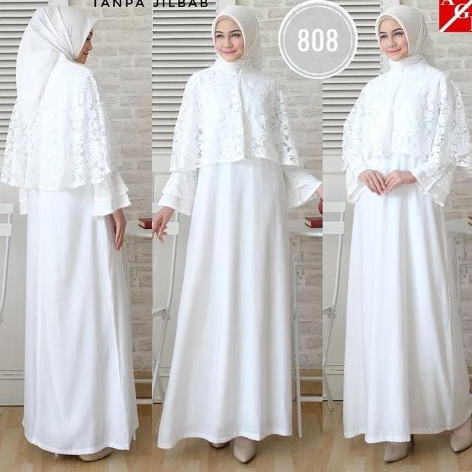 Baju Muslim Putih / Gamis Haji / Gamis Umroh wanita / Baju Haji Wanita
