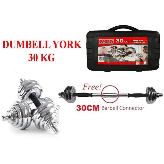 Dumbell York Set Chrome 30kg Dumbell Set Besi 30kg Barbel Set Box Full Chrome 30 kg