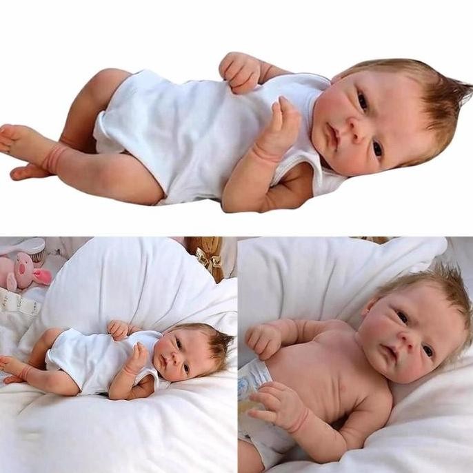 Dk Mainan Boneka Bayi Reborn Handmade 18 Inci Bahan Full Silikon