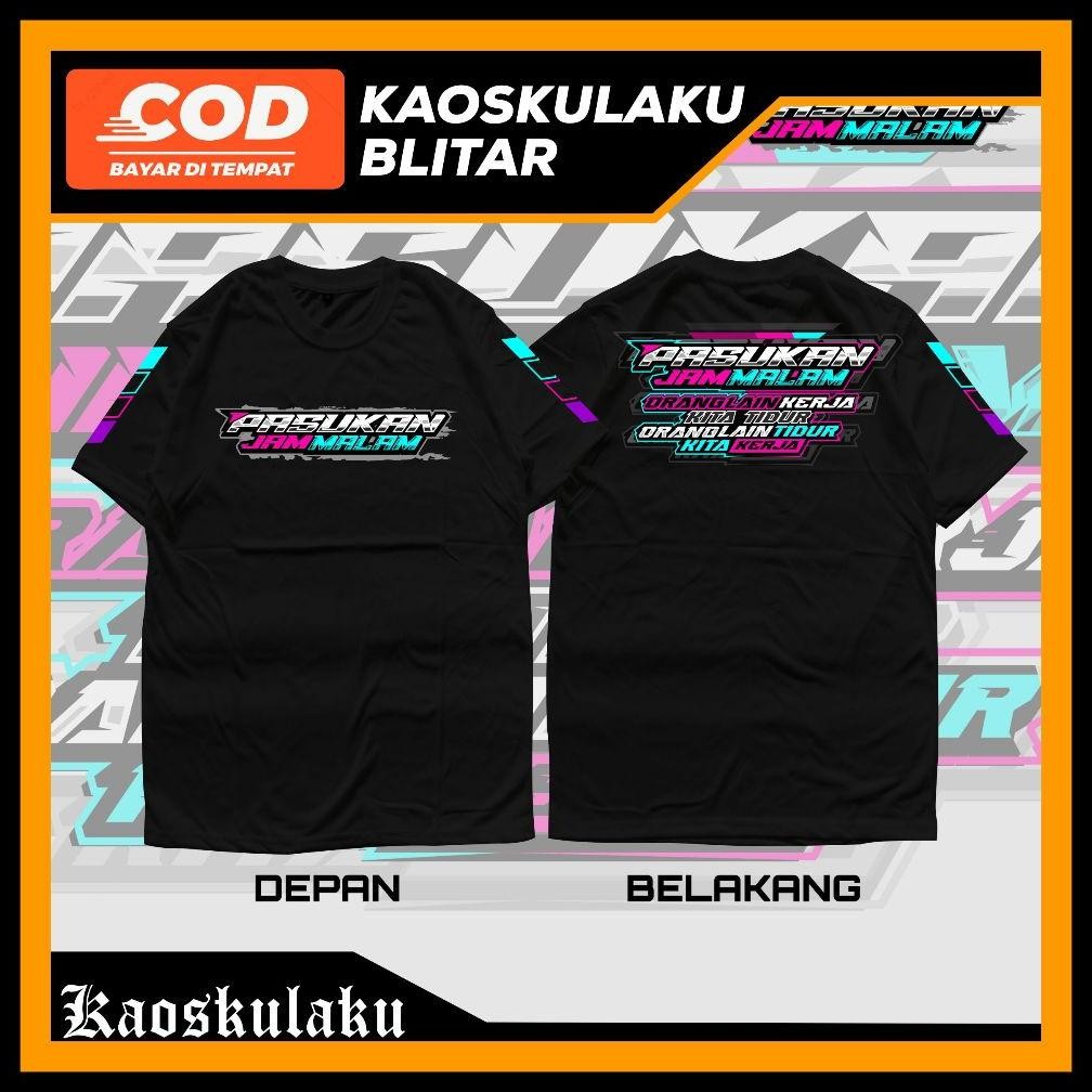 Terlaris T-Shirt Pasukan Jam Malam Atau Kaos Distro Racing Bahan Katun Cvc Adem Dan Gak Bikin Gerah 