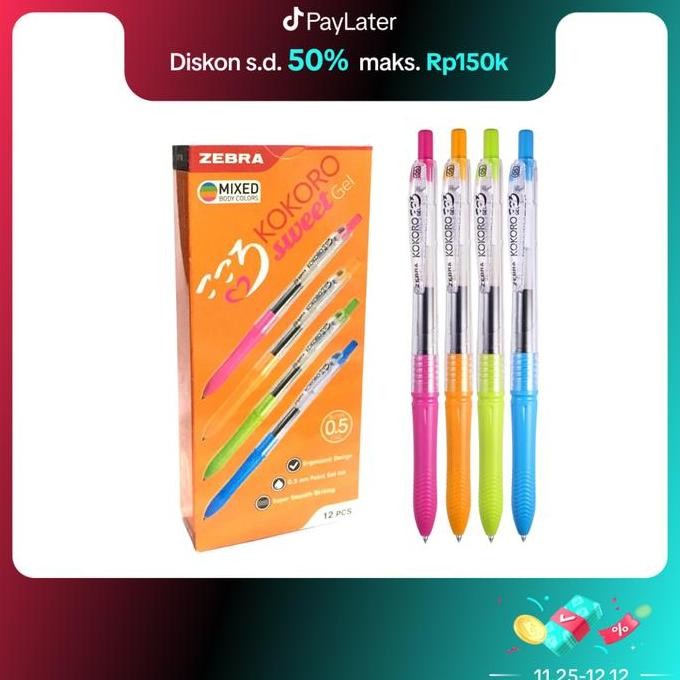 

tersedia pulpen gel zebra kokoro sweet 0.5mm tinta hitam - bolpoin stylish stationery