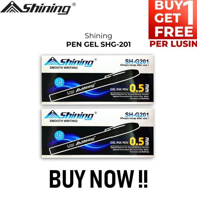 

tersedia pulpen gel shining shg-201 warna hitam - buy 1 get 1 (24 pcs)