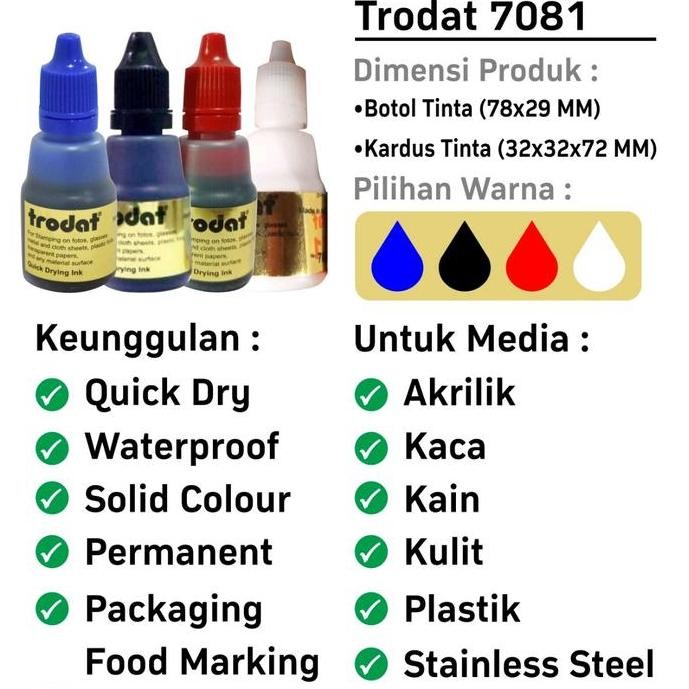 

tersedia tinta permanen trodat 7081 - untuk plastik/kaca/keramik/stempel tahan air