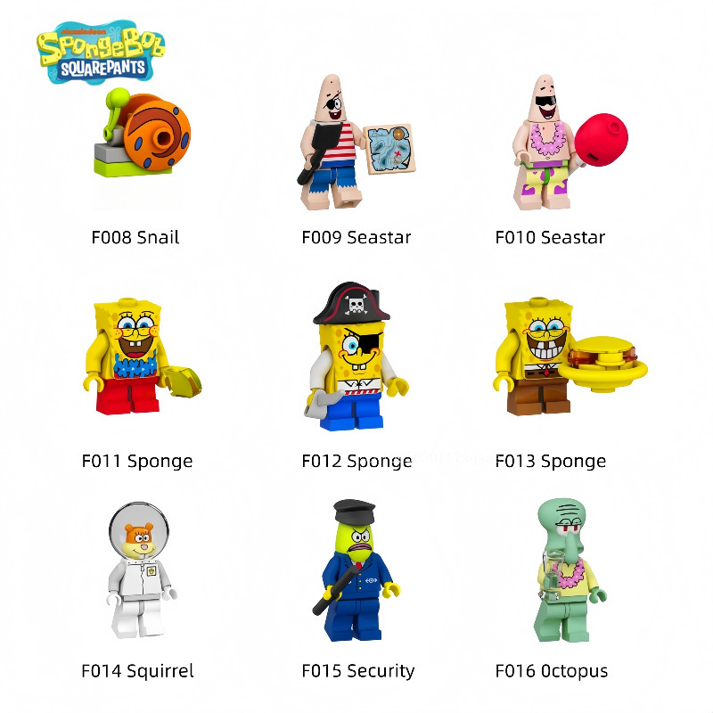 

SpongeBob Patrick Blok Bintang Kartun Anime Dirakit Model Gadis Anak Laki-laki Blok Bangunan Kecil A