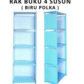 Berkualitas RAK BUKU 5 TINGKAT 4 SUSUN Tutup Belakang NEW Portable Multifungsi Tempat Serbaguna mura