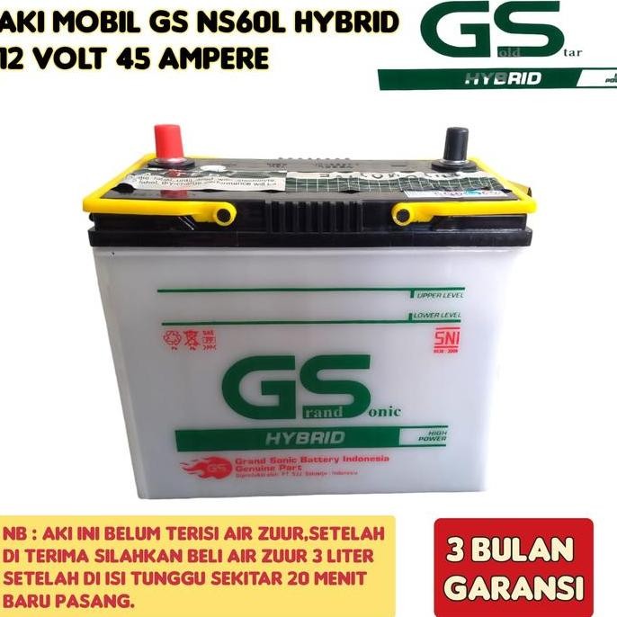 Aki Mobil Avanza/Rush/Taruna/Xenia/Escudo Gs Gold Star Ns60 Premium 45 Ampere Kualitas Terbaik Harga